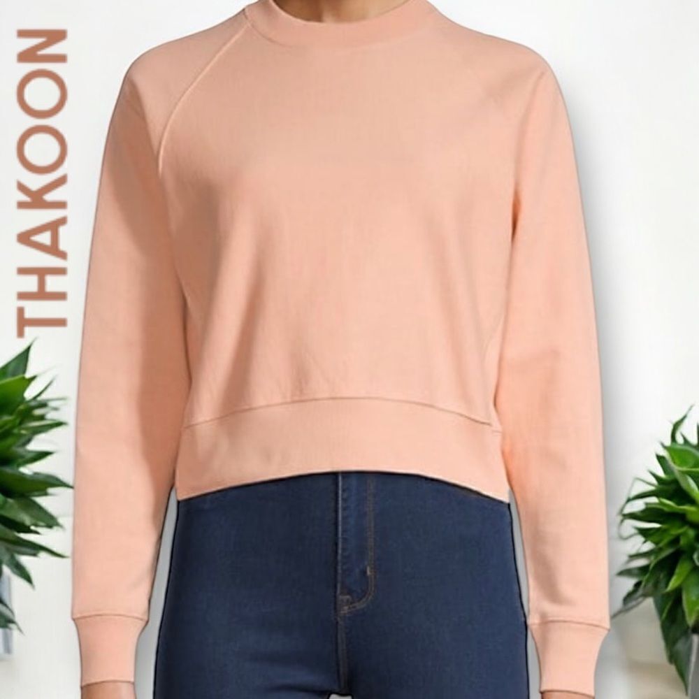 THAKOON Women’s Crewneck Sweatshirt in the Size Large in Peach Color